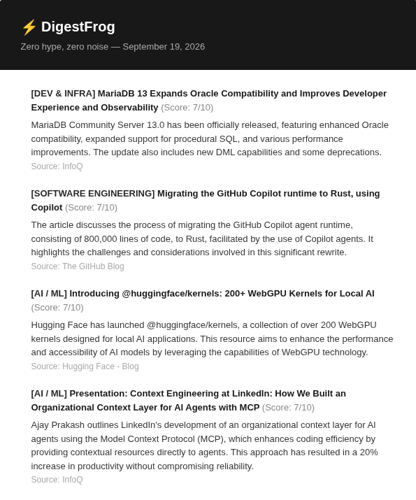 Preview of a real DigestFrog daily email